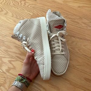 Rag and Bone High Top Beige Leather Sneakers